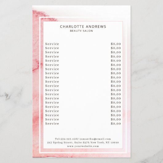 Modern Wasserfarbe Abstrakt Weiß Rosa Flyer (Vorne)