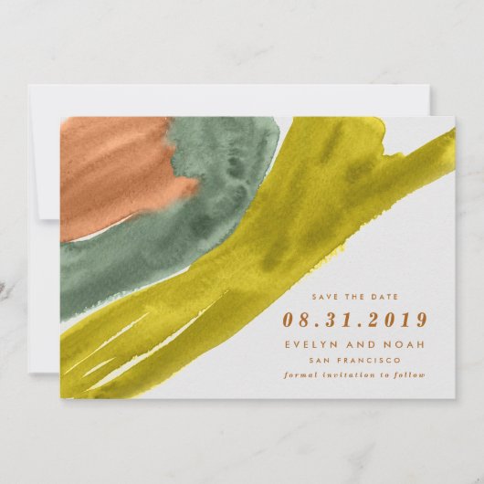 Modern Water color Earth Ton Save the Date (Vorderseite)