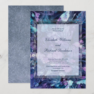 Modern Water Color Mauve Aquamarine Blumenhochzeit Einladung