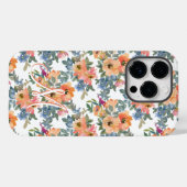 Modern Water Color Peach Floral Muster Monogram M Case-Mate iPhone Hülle (Rückseite (Horizontal))