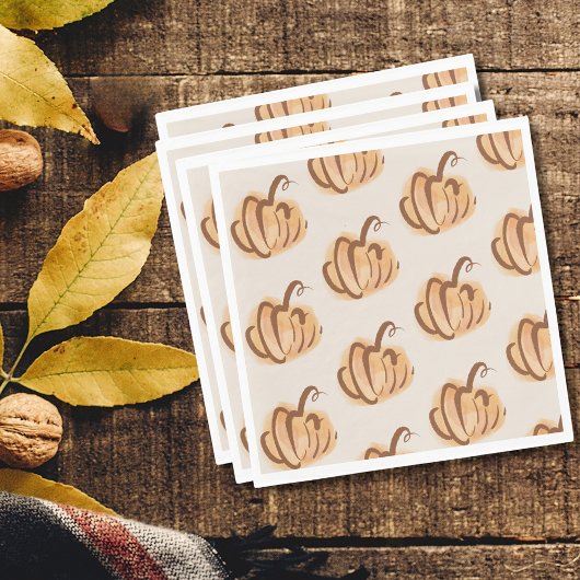 Modern Water Color Pumpkin Autumn Paper Napkin Serviette