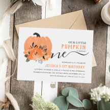 Modern Water Color Pumpkin Herbst 1. Geburtstag Pa