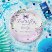 Modern Watercolo Butterfly Blumenmädchen Babydusch Pappteller (Party)