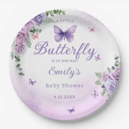 Modern Watercolo Butterfly Blumenmädchen Babydusch Pappteller