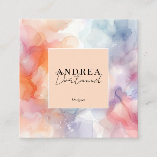 Modern watercolor Abstract purple Quadratische Visitenkarte (Vorderseite)
