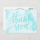 Modern Watercolor Aqua Blue Danke Postcard Postkarte (Vorne/Hinten)
