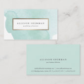 Modern Watercolor Aqua Visitenkarte (Vorne/Hinten)