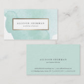 Modern Watercolor Aqua Visitenkarte (Vorne/Hinten)