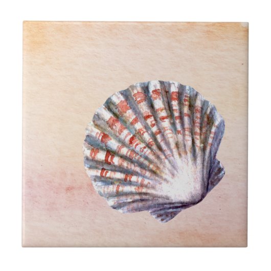 Modern watercolor background Seashell Painting Fliese (Vorderseite)