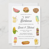 Modern Watercolor Barbecue BBQ Wedding Shower Einladung (Vorderseite)