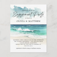 Modern Watercolor Beach Engagement Party Inquisiti