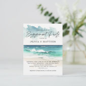 Modern Watercolor Beach Engagement Party Inquisiti Postkarte (Stehend Vorderseite)