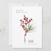 Modern Watercolor Berry Fiore Weihnachten im Unter Einladung (Vorderseite)