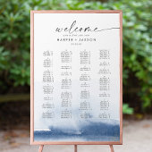 Modern Watercolor Blue Alphabetical Seating Chart Poster