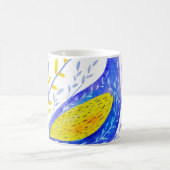 Modern Watercolor Blue and Yellow Bird Art Kaffeetasse (Mittel)