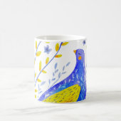 Modern Watercolor Blue and Yellow Bird Art Kaffeetasse (Mittel)