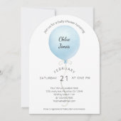 Modern Watercolor Blue Balloon Baby Dusche Einladung (Vorderseite)