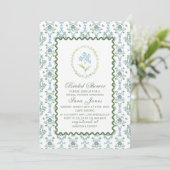 Modern Watercolor Blue flowers Bridal ShInvitation Einladung (Stehend Vorderseite)