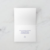 Modern Watercolor Blue Gold Bar Mitzvah Hebrew Dankeskarte (Innenseite)