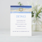 Modern Watercolor Blue Gold Star BAR MITZVAH UAWG Begleitkarte (Stehend Vorderseite)