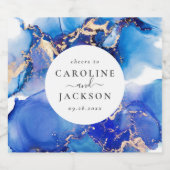 Modern Watercolor Blue Gold Wedding Bierflaschenetikett (Einzelnes Label)