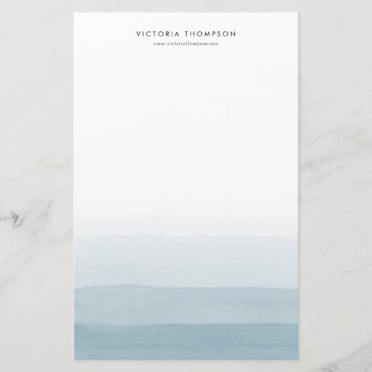 Modern Watercolor Blue Ombre Personalisiert Briefpapier (Vorderseite)