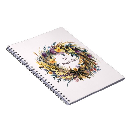 Modern Watercolor-Blume Monogram-Skriptname Notizblock (Rechte Seite)