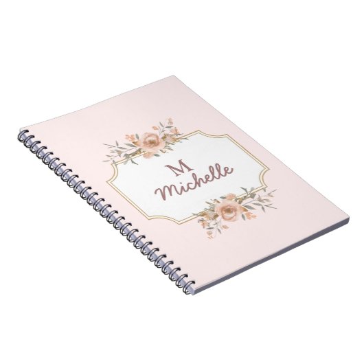 Modern Watercolor-Blume Monogram-Skriptname Notizblock (Rechte Seite)