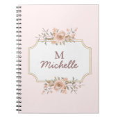 Modern Watercolor-Blume Monogram-Skriptname Notizblock (Vorderseite)