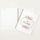 Modern Watercolor-Blume Monogram-Skriptname Planer (Anzeige)