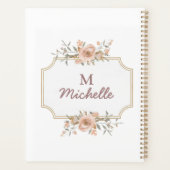 Modern Watercolor-Blume Monogram-Skriptname Planer (Rückseite)