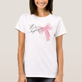 Modern Watercolor Blush Pink Bow It's a Girl T-Shirt