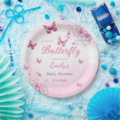 Modern Watercolor Blütenpink-Schmetterling Pappteller (Party)