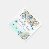 Modern Watercolor Boho Blue Butterfly Babydusche Serviette (Ecke)
