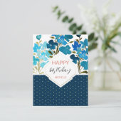 Modern Watercolor Boho Blue Flural Handgemalt Karte (Stehend Vorderseite)