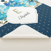 Modern Watercolor Boho Blue Flural Handgemalt Sherpadecke (3/4)