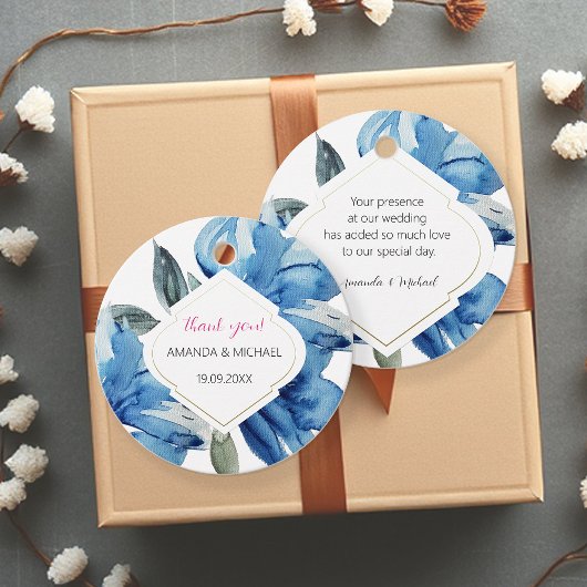 Modern Watercolor Boho Indigo Abstrakt Geschenkanhänger