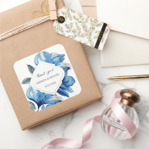 Modern Watercolor Boho Indigo Abstrakt Quadratischer Aufkleber