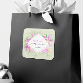 Modern Watercolor Boho Lilac Floral Elegant Quadratischer Aufkleber