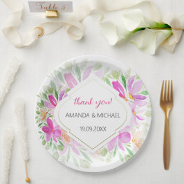 Modern Watercolor Boho Lilac Floral Pappteller