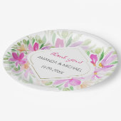 Modern Watercolor Boho Lilac Floral Pappteller (Schrägansicht)