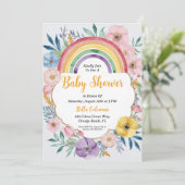 Modern Watercolor Boho Rainbow Baby Dusche Einladung (Stehend Vorderseite)
