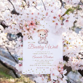 Modern Watercolor Boho Teddy Bear Girl Babydusche Einladung