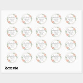 Modern Watercolor Boho Wreath Bridal Runder Aufkleber (Blatt)