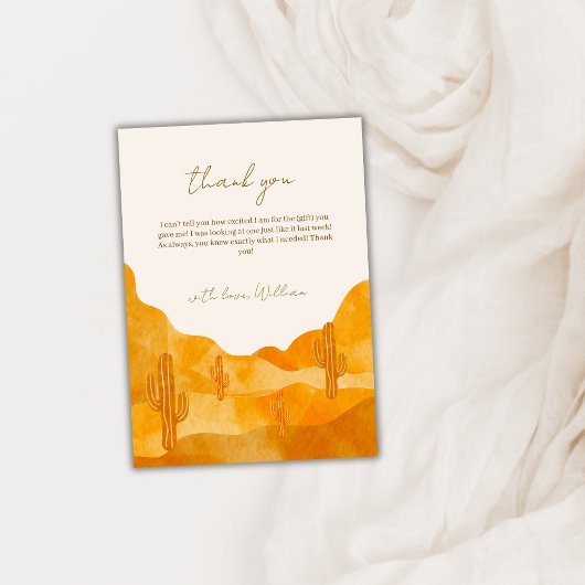 Modern Watercolor Boho Wüste Cactus Baby Shower Dankeskarte