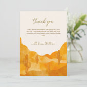Modern Watercolor Boho Wüste Cactus Baby Shower Dankeskarte (Stehend Vorderseite)