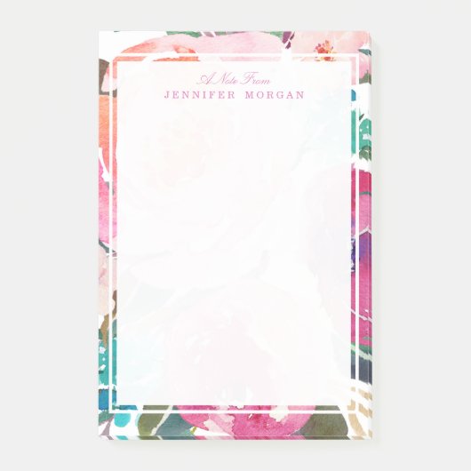 Modern Watercolor Botanischer Garten Blume Post-it Klebezettel (Vorderseite)