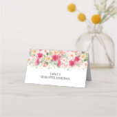 Modern Watercolor Bright Pink Floral Wedding Platzkarte (Rückseite)