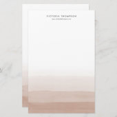 Modern Watercolor Brown Ombre Personalisiert Briefpapier (Vorne/Hinten)