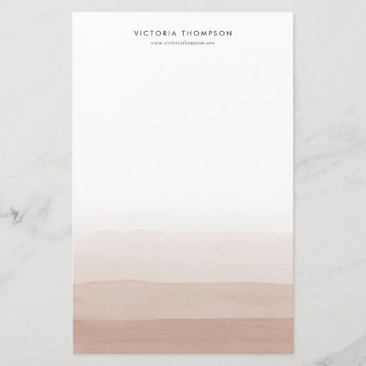 Modern Watercolor Brown Ombre Personalisiert Briefpapier (Vorderseite)